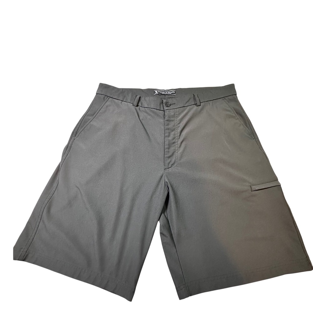 Pebble Beach Performance Mens Golf Shorts Gray Stretch Size 38 Flat Front Pocket